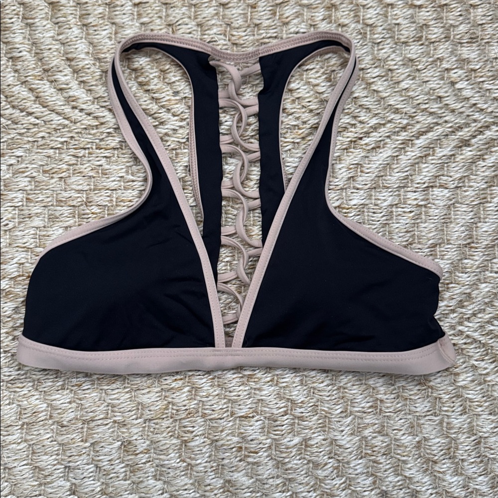 L*Space Black and Tan Swimsuit Top Size Medium
